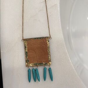 Brown and Turquoise Pendant Necklace